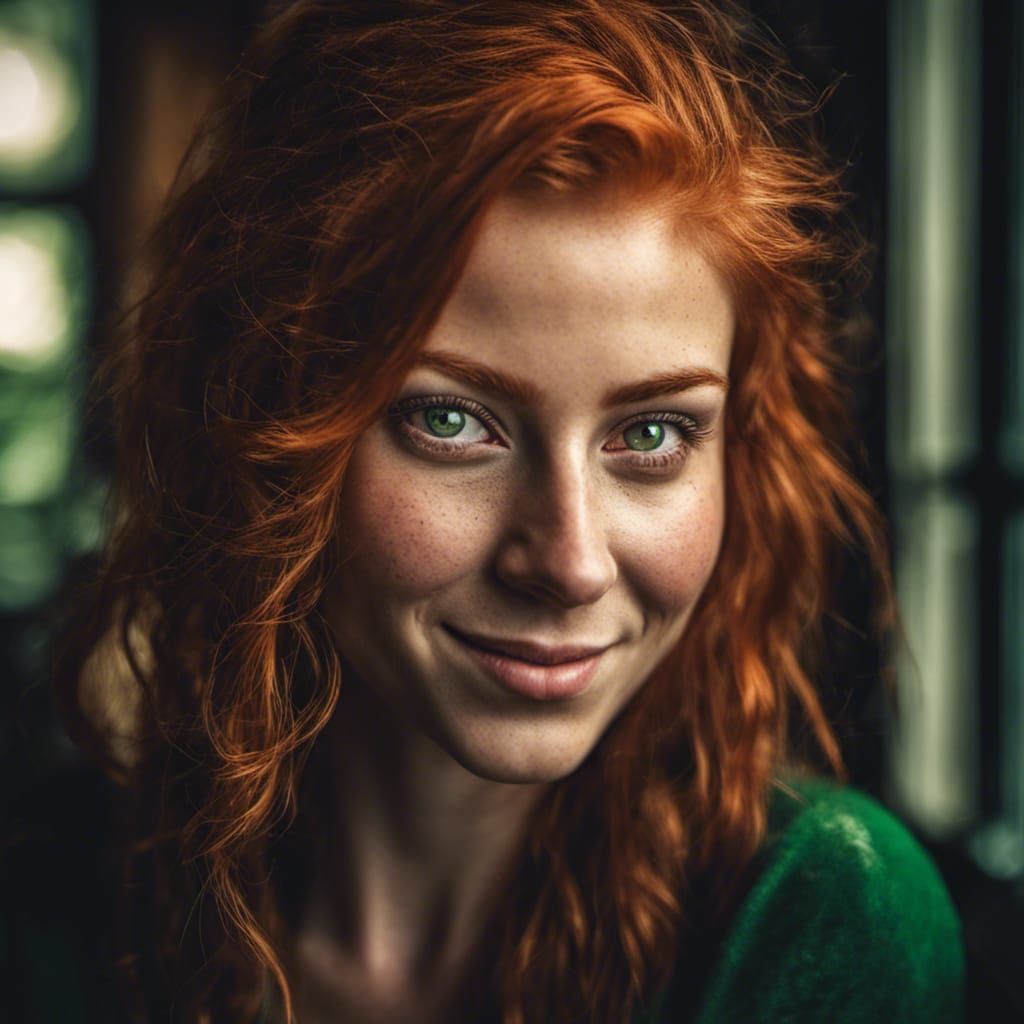 Redhead Model Portrait with Hyperrealistic Details