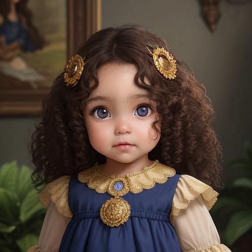 Infant Girl Portrait in Castle Nursery, Hyperrealistic