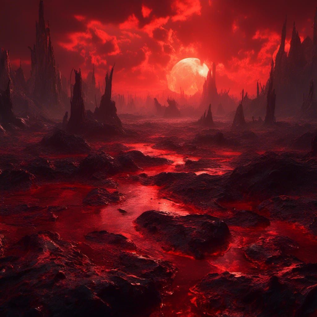 Obsidian Anaconda Lair Under a Blood Red Sun