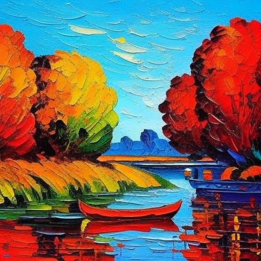 Neo-Impressionist Oil Painting with Textured Layers