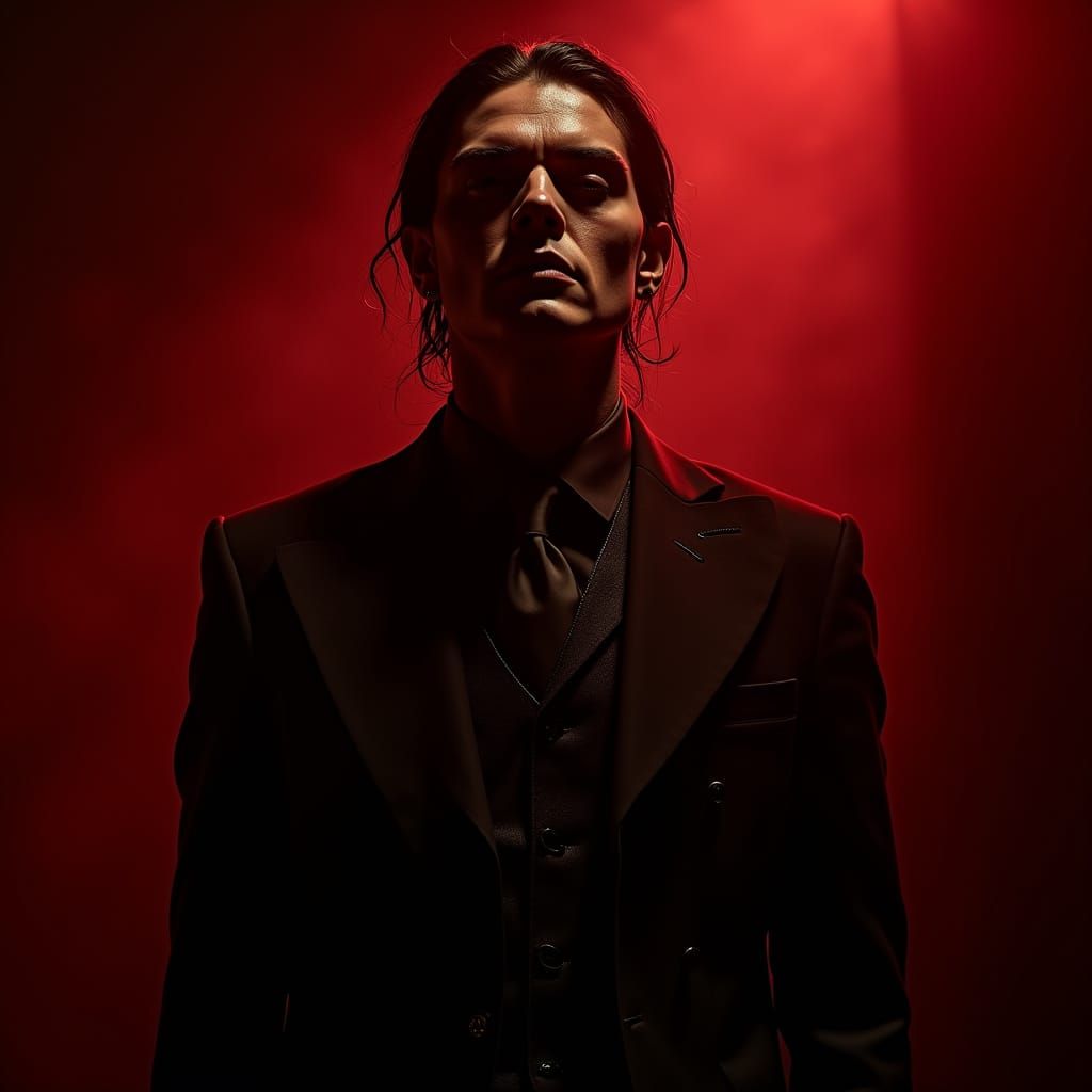 Ville Valo Gothic Portrait with Crimson and Gold Light