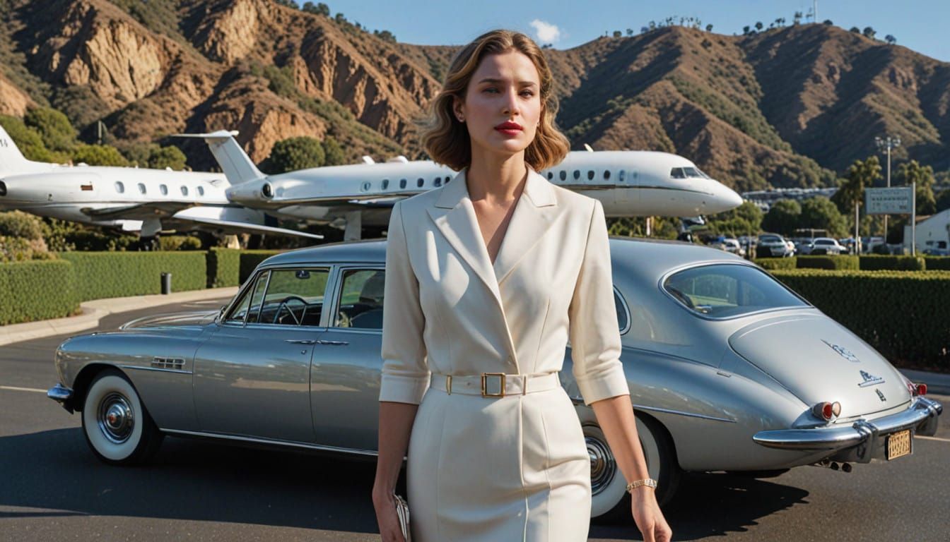 Luxurious Private Jet Scene in Old Hollywood