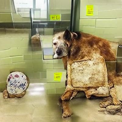 Lonely Old Dog at Animal Shelter