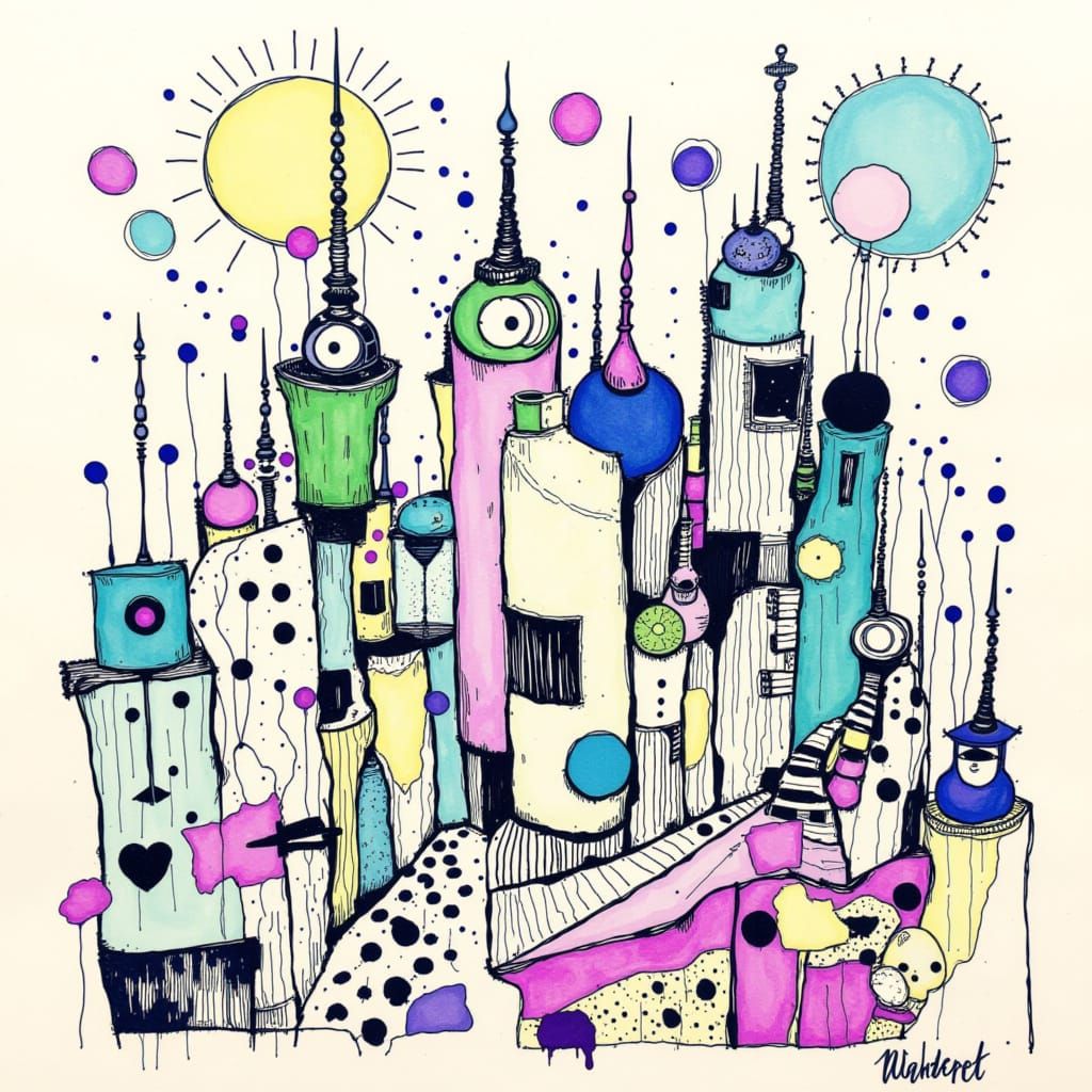 Cute Robots Enjoying a Flower Garden