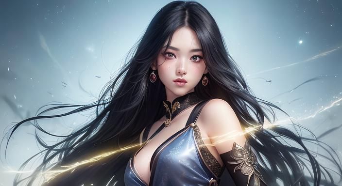 Anime Wuxia Princess in Action under Silk Road Stars