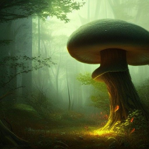 Mushroom House in Alien Dreamworld: Dark Fantasy Art