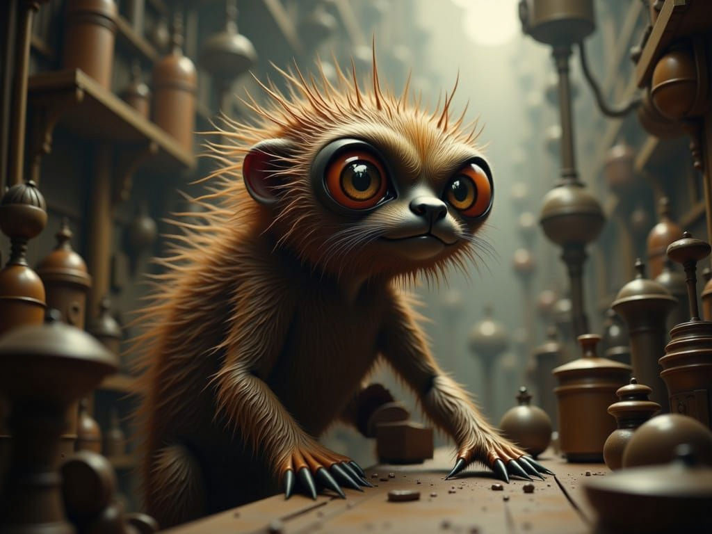 Unusual Creature Working in a Factory