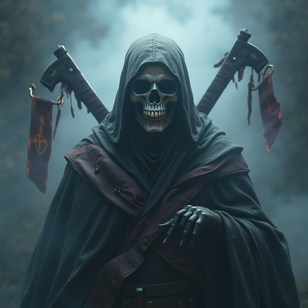 Eerie Ghostly Punisher Skull in Jolly Roger Style