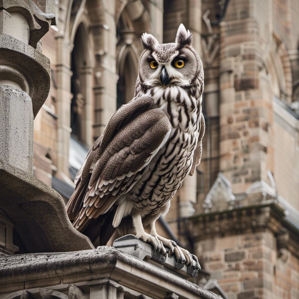 Owl on Gargoyle of Old Church