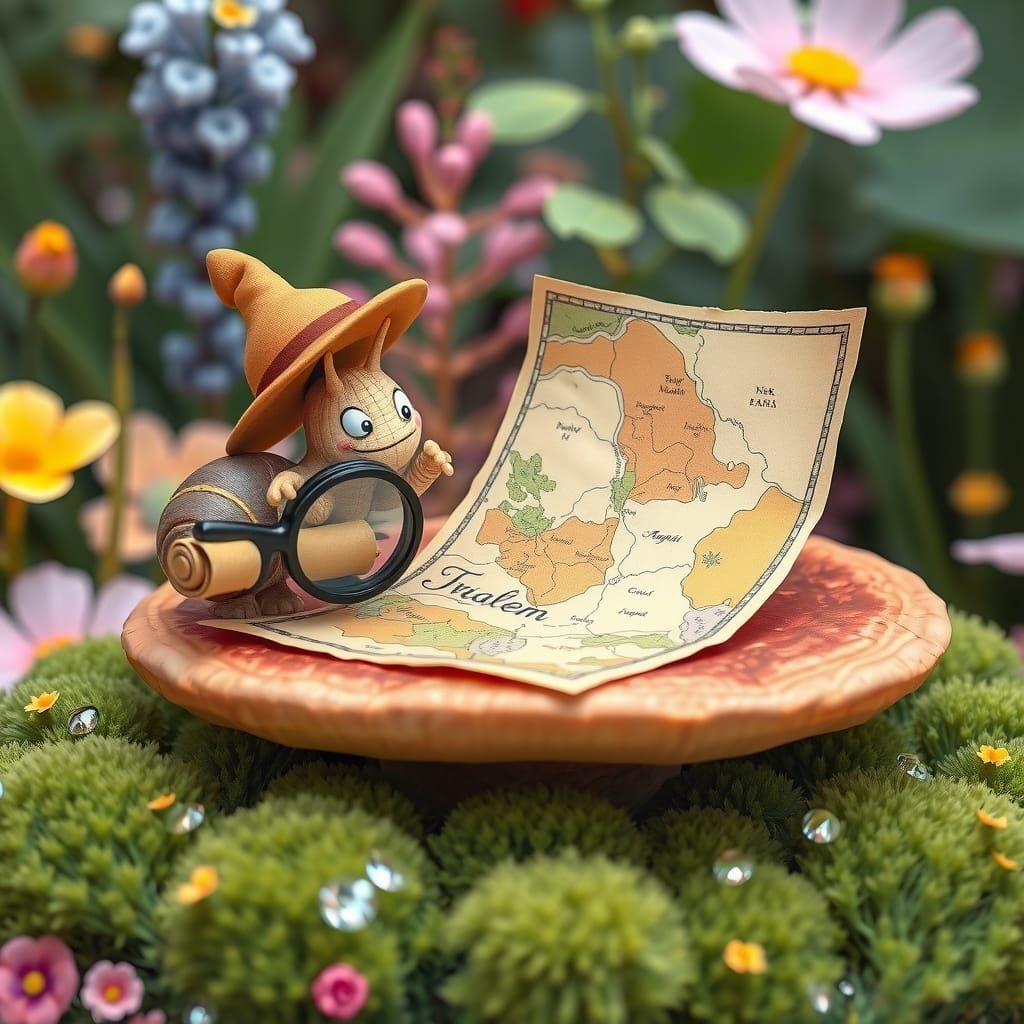 Surprised Snail Explorer in Enchanted Garden