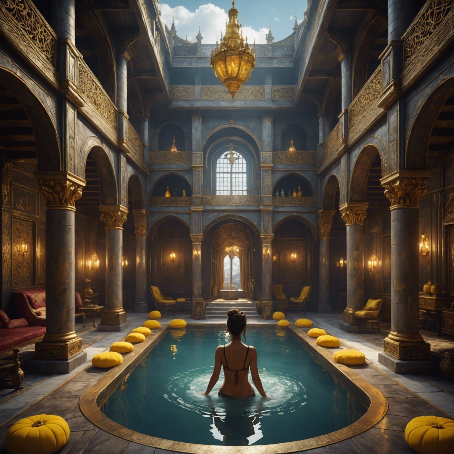 Cloud Castle Harem with Ghost Warriors: 3D Cinematic