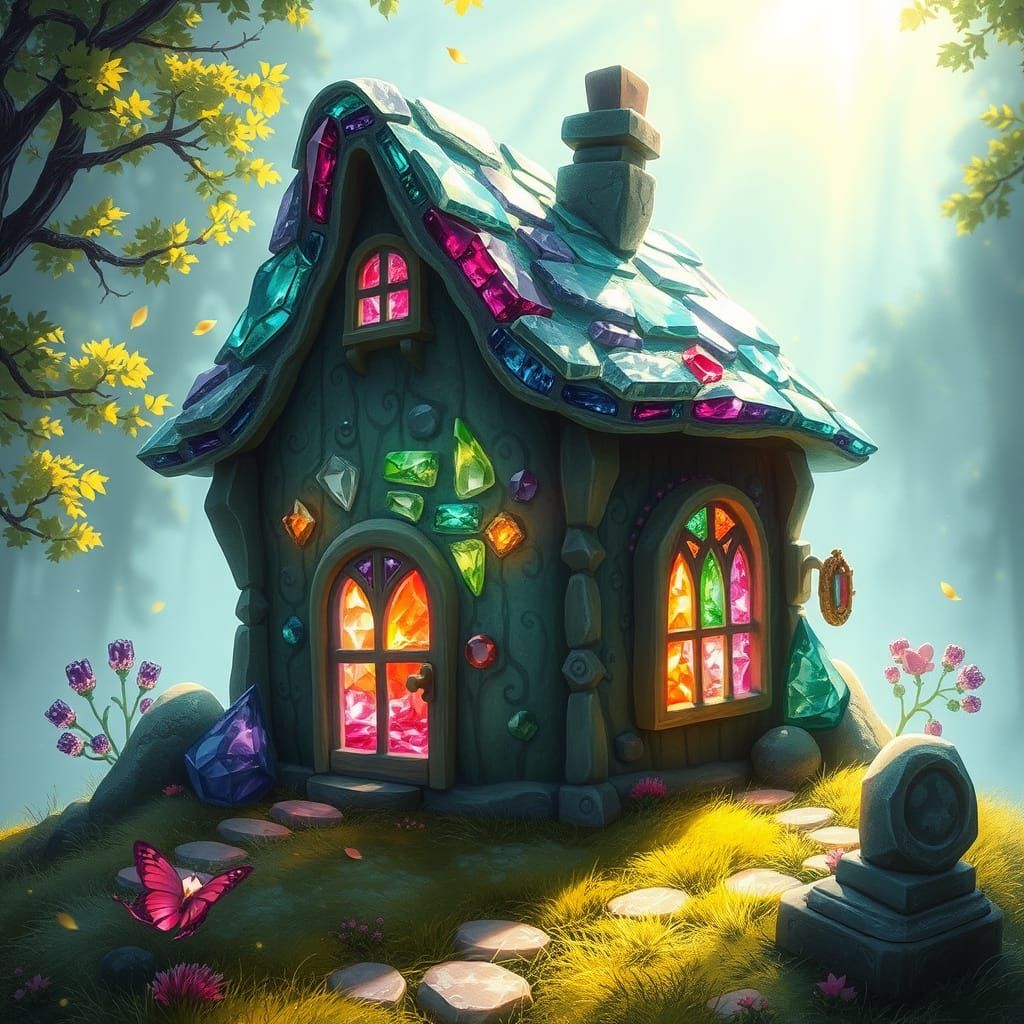 Whimsical Gemstone Cottage in Storybook Style