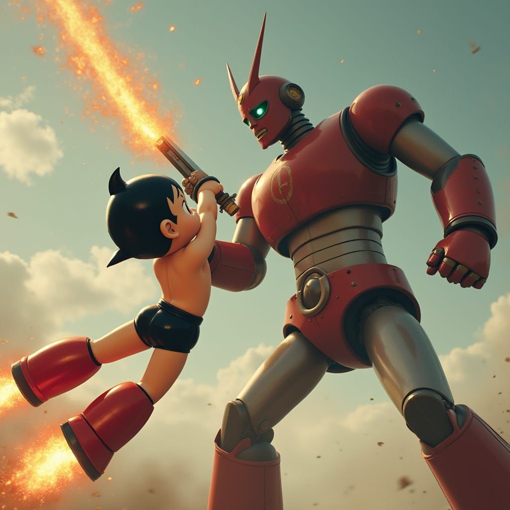 Hyper-Realistic 1960s Astro Boy Battles Giant Robot in Epic ...