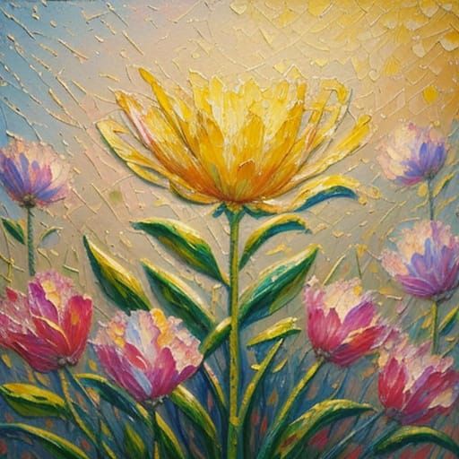 Vibrant Flower Lattice in Neo-Impressionist Style