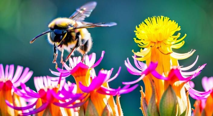 Bumblebee on Flower in Sharp Focus