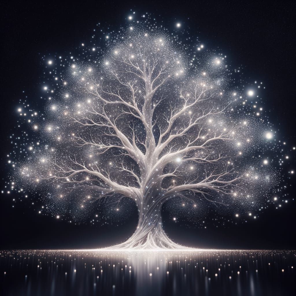 Ethereal Glowing White Tree of Life