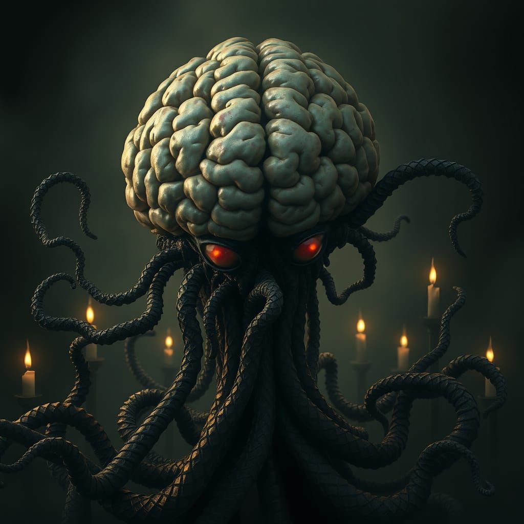 Grotesque, Biomechanical Creature in a Dark, Eerie Environme...