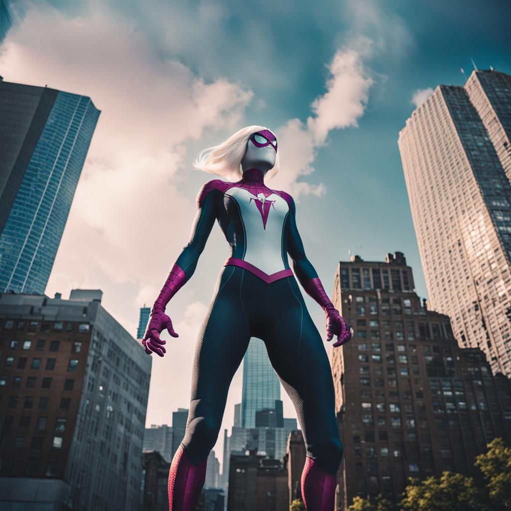 Spider Gwen as Colossal Giant Woman in City