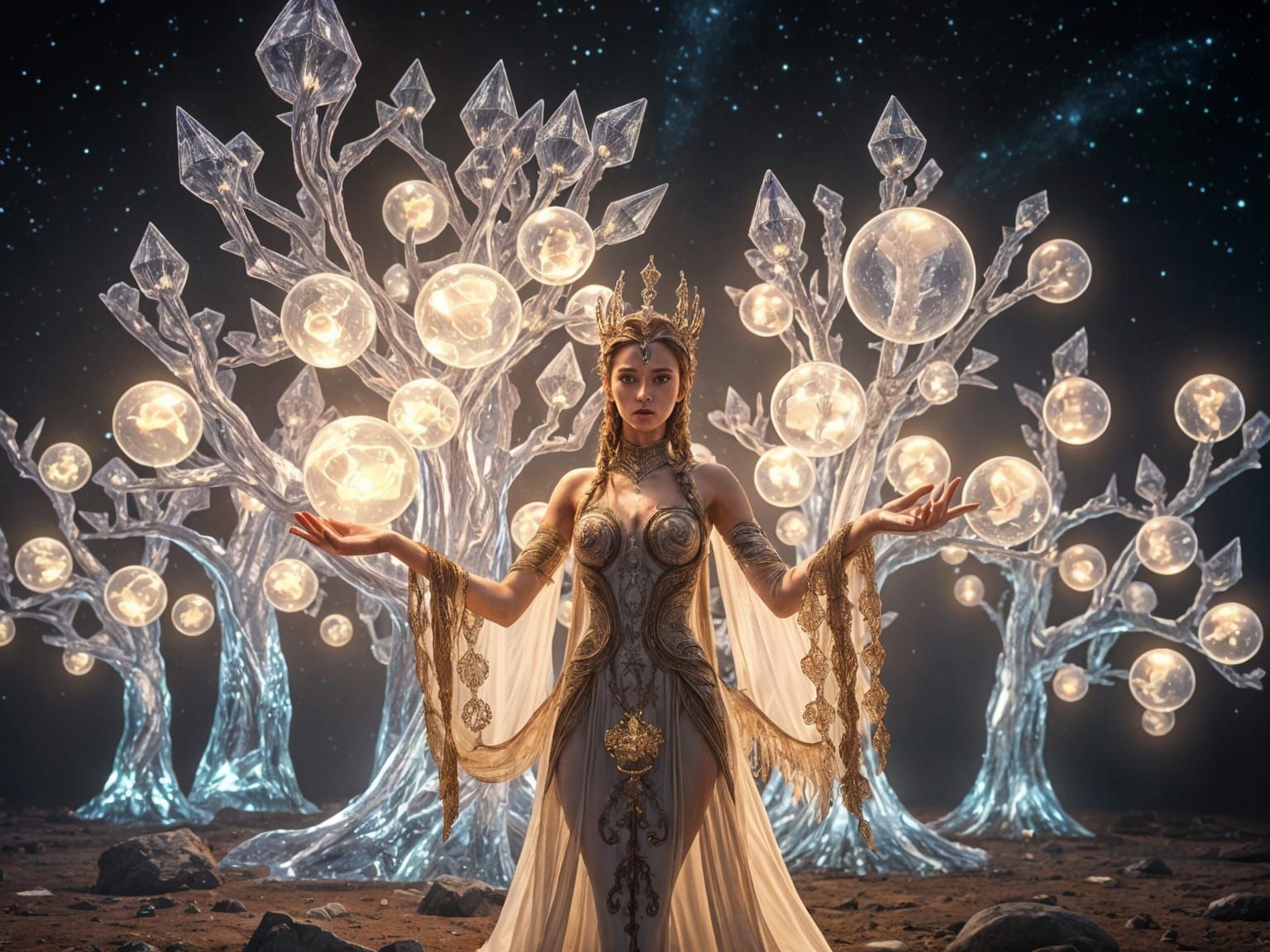 Crystalline Trees Reveal Floating Memories: Digital Art