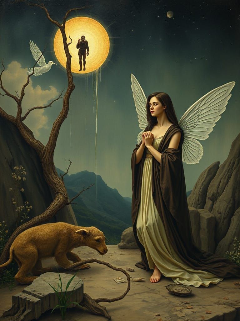 Ethereal Fairytale Portrait of Mary Magdalene in Dreamlike S...