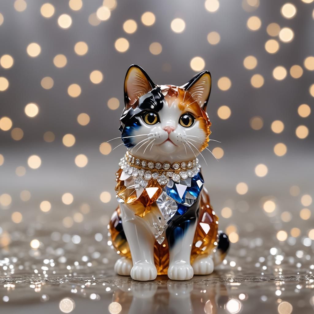 Calico Cat Crystal Figurine: Professional Photography