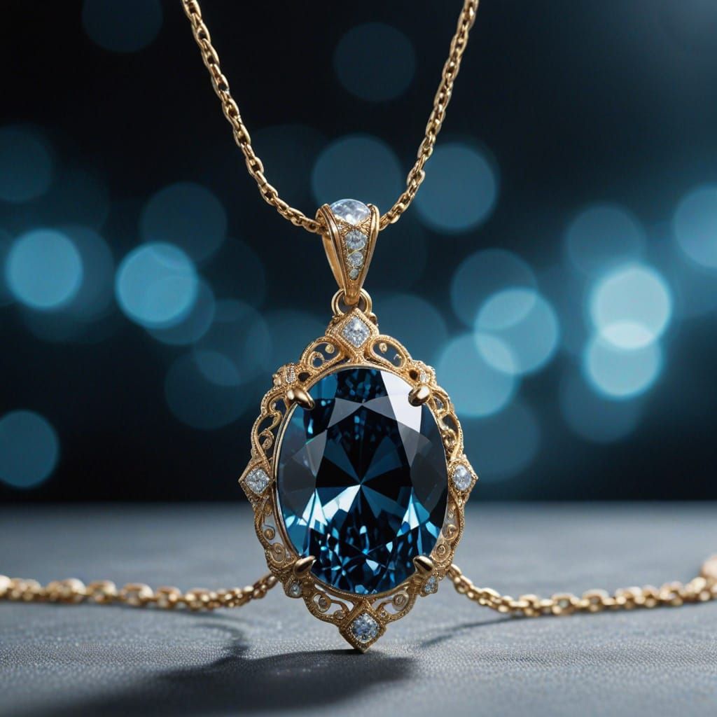 Glowing Blue Diamond Pendant in Soft Focus