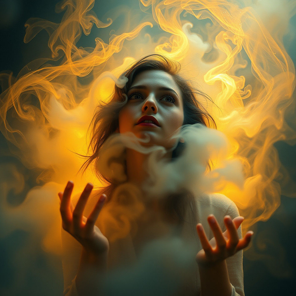 Ethereal Woman in Dreamlike Surrealist Landscape