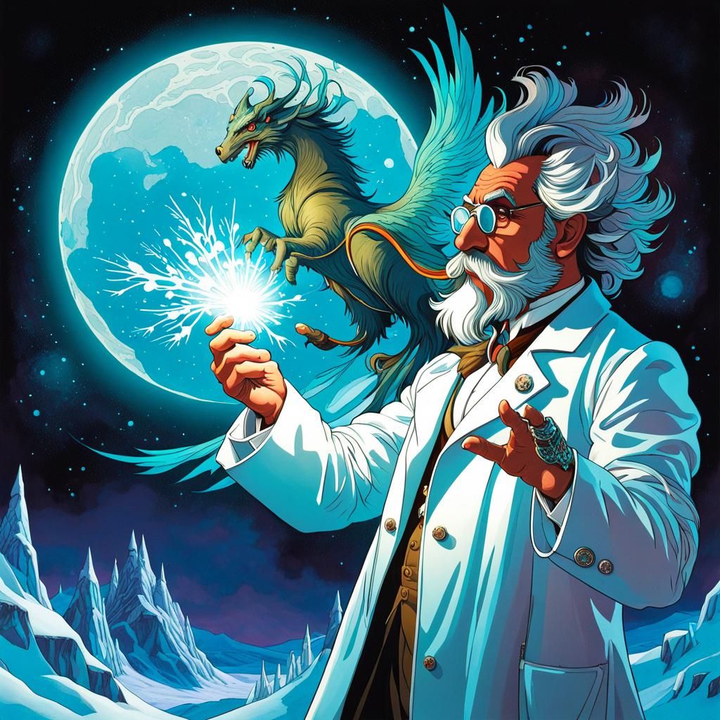 Mad Scientist Freezes Hippogriff in Mucha-Inspired Art