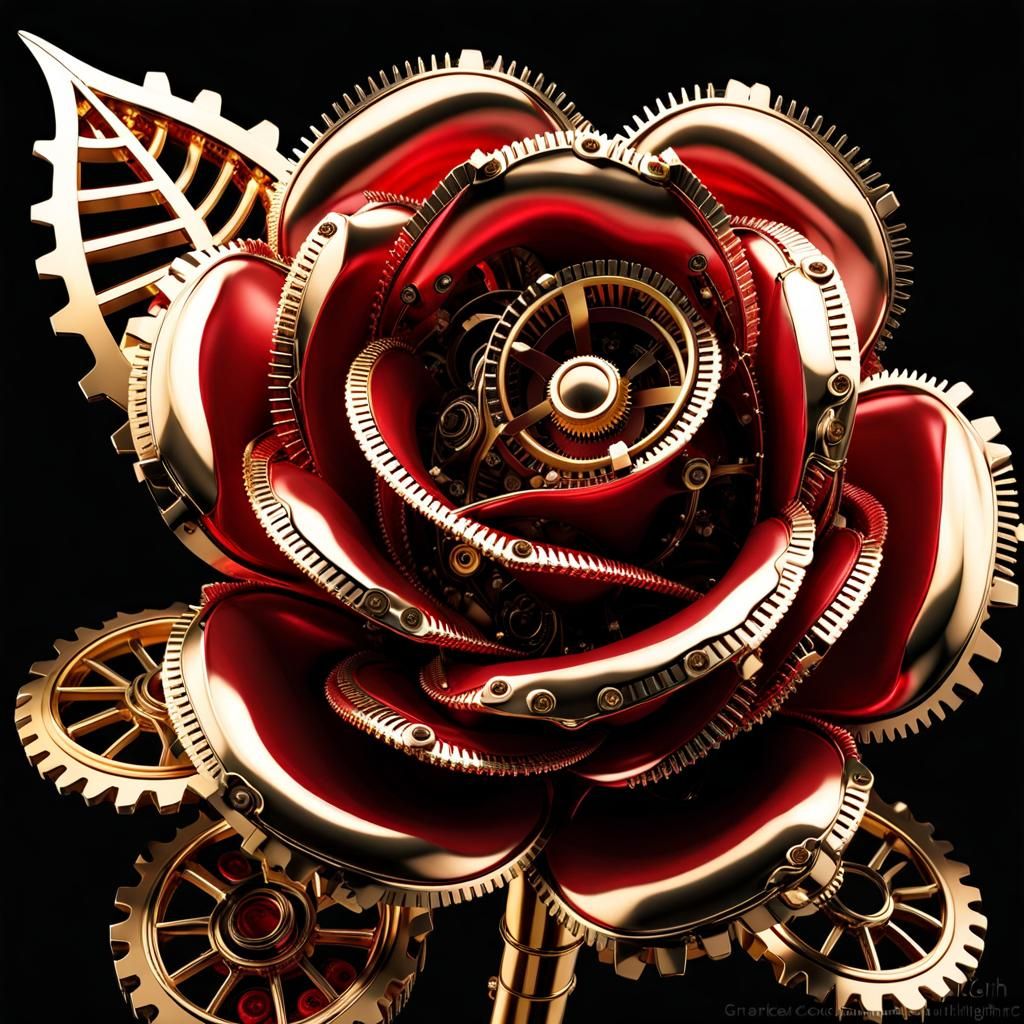 Intricate Clockwork Rose in Steampunk Style