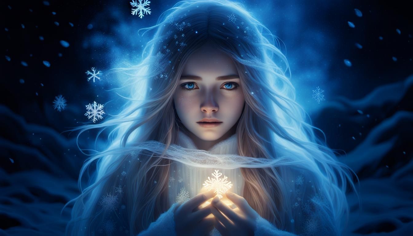 Nostalgic Teenage Girl in Antarctic Lo-fi Art