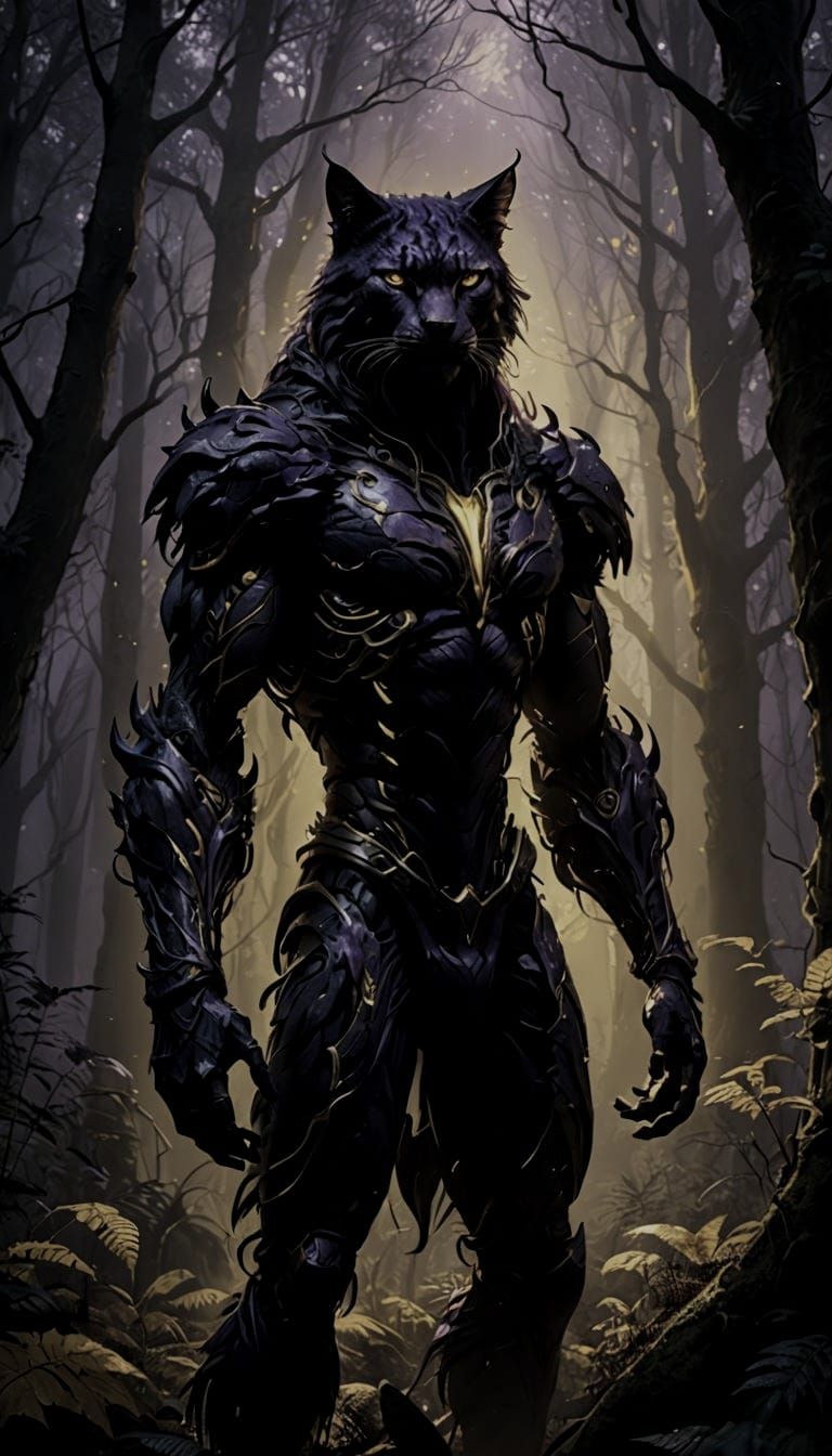 Human-Tiger Hybrid Creature in Dark Fantasy Style