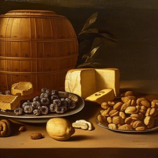 Still Life with Nuts, Beer, and Cheese