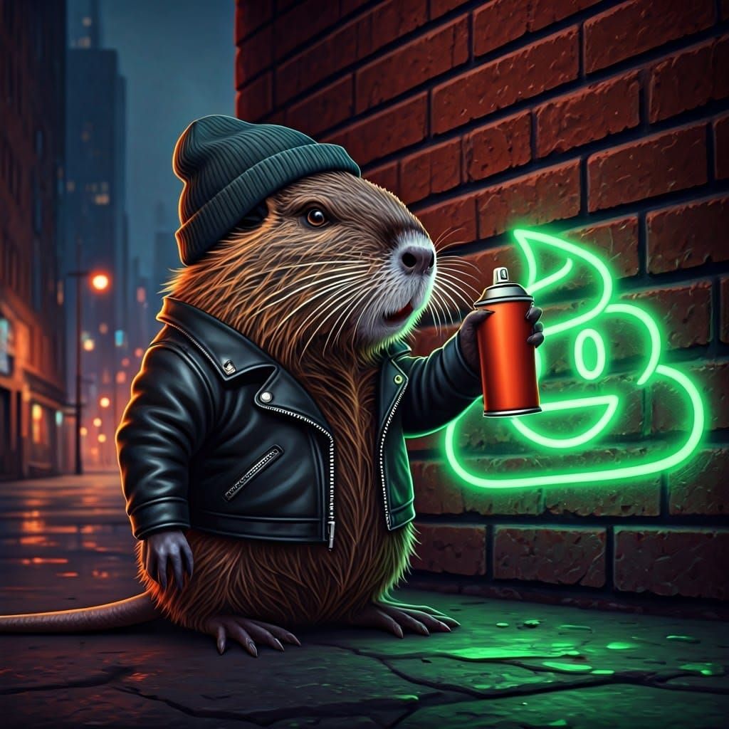 Nutria Graffiti Artist in Edgy Graphic Novel Style