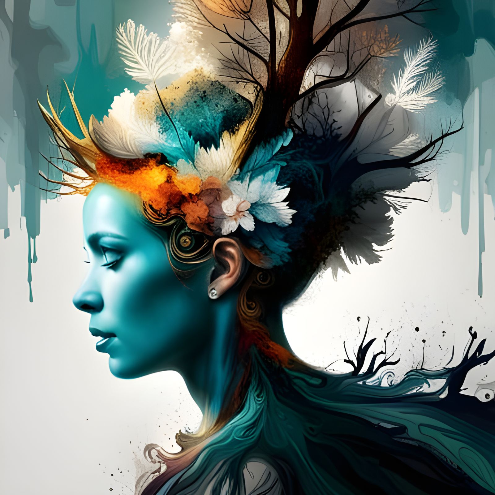 Mysterious Tree Spirits in Detailed Neon Style