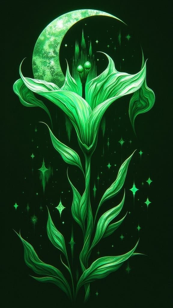 Arcane Lily with Foil Moon in Ethereal Style