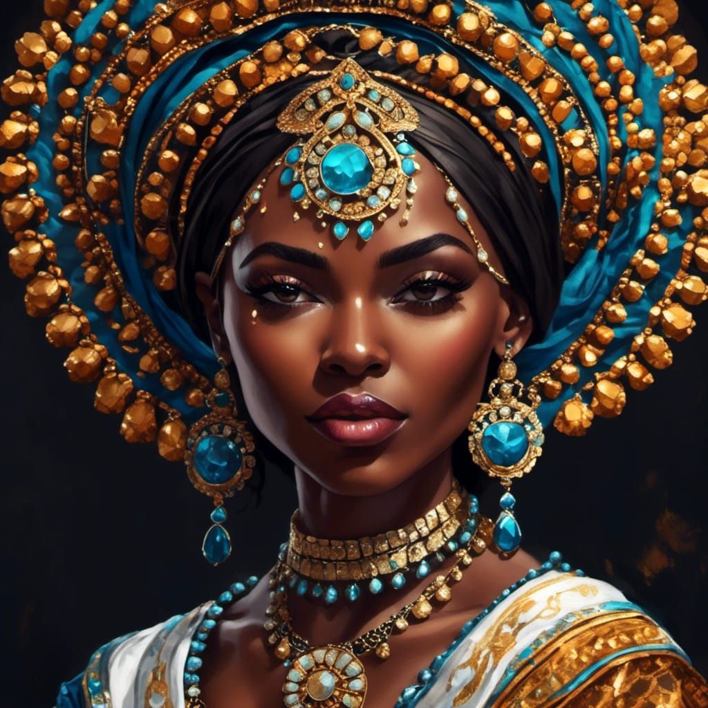 Woman with Colorful Scarves in Fantasy Art Style