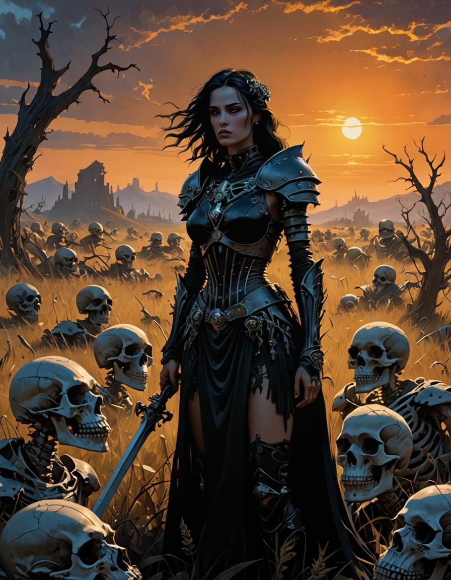 Maiden of Bones in Dark Fantasy Digital Art