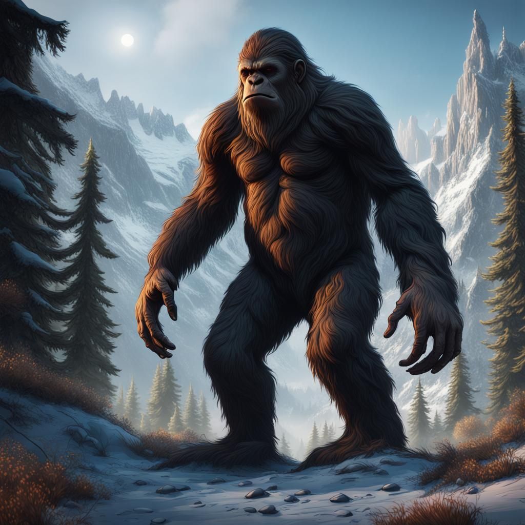 Detailed Matte Painting of Sasquatch in Fantasy Art