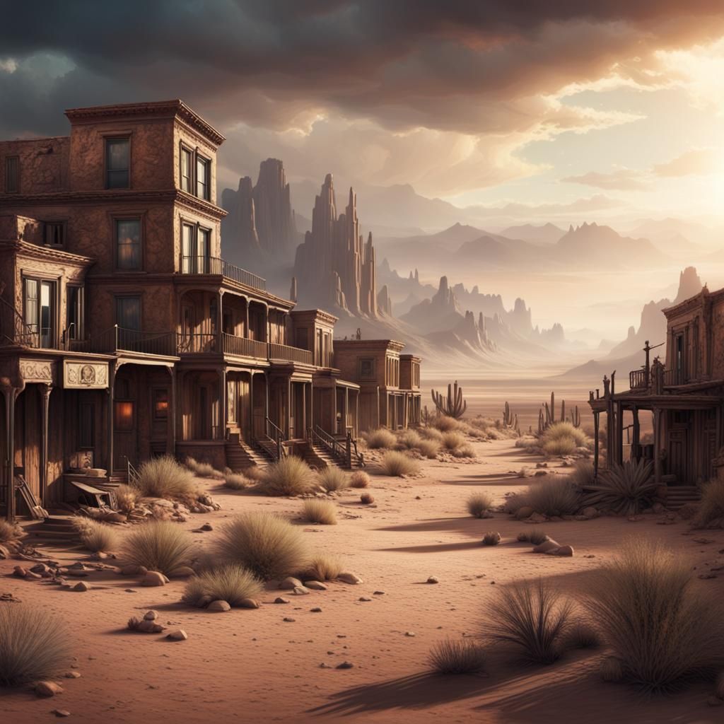 Desert Ghost Town: Epic Digital Matte Painting