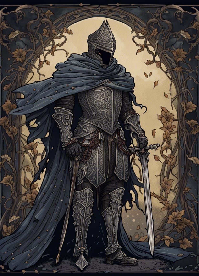 Art Nouveau Knight in Dark Fantasy Style