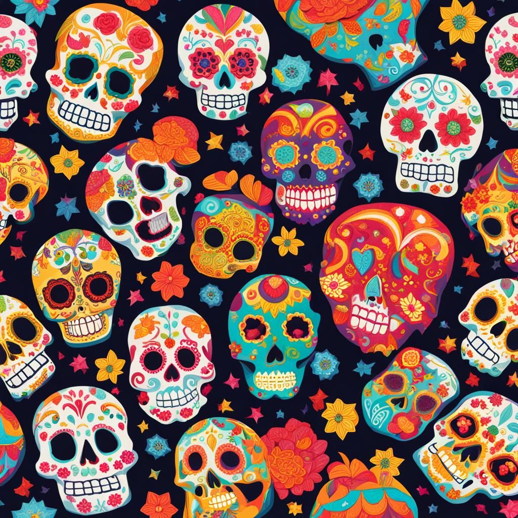 Colorful Sugar Skulls for Day of the Dead