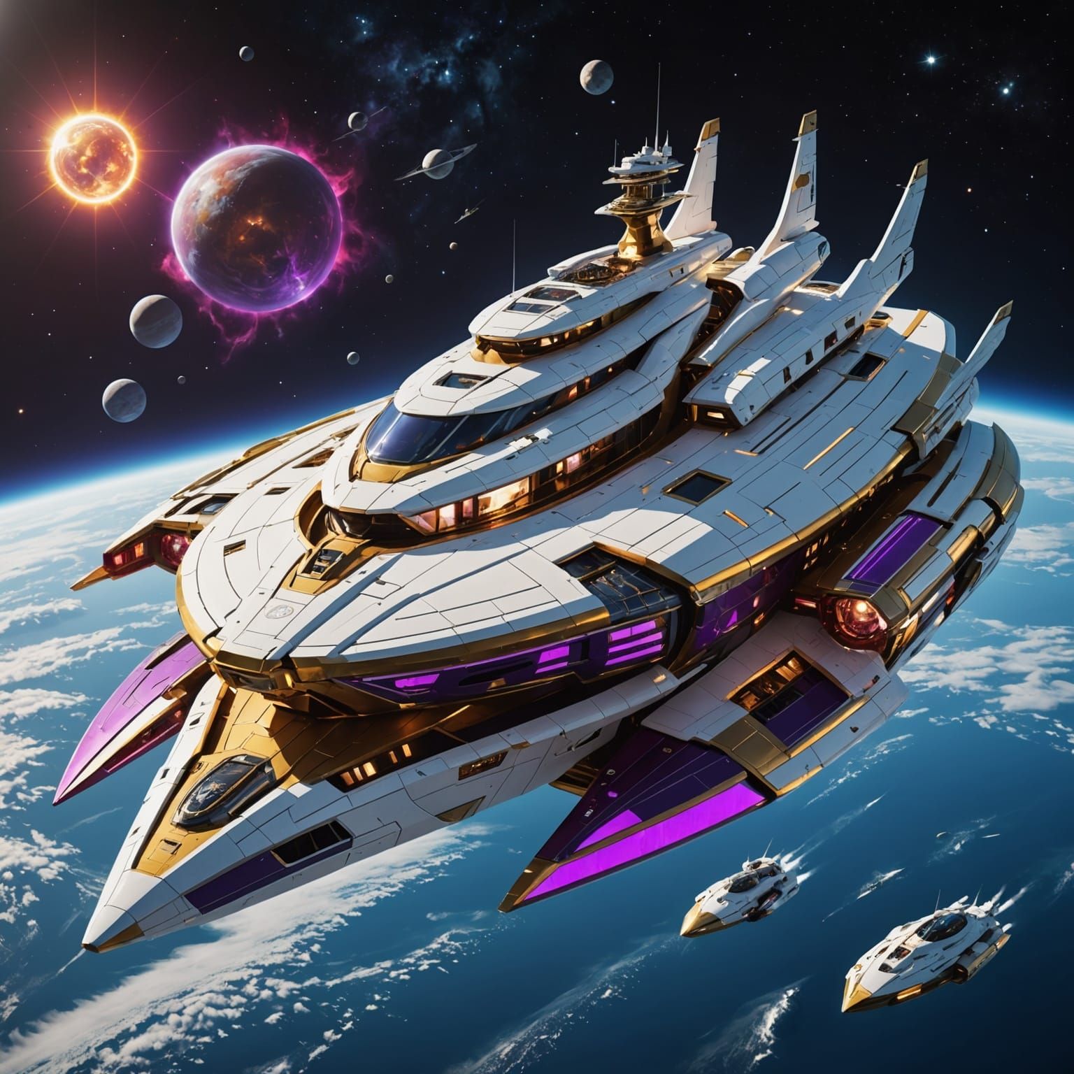 Luxury Space Yacht with Dragon Visage