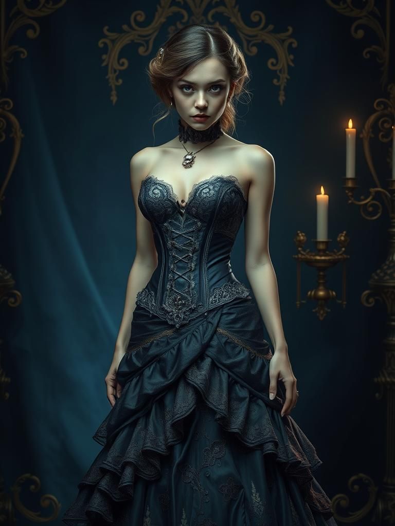 Enchanting Woman in Victorian Corset: Surreal Art