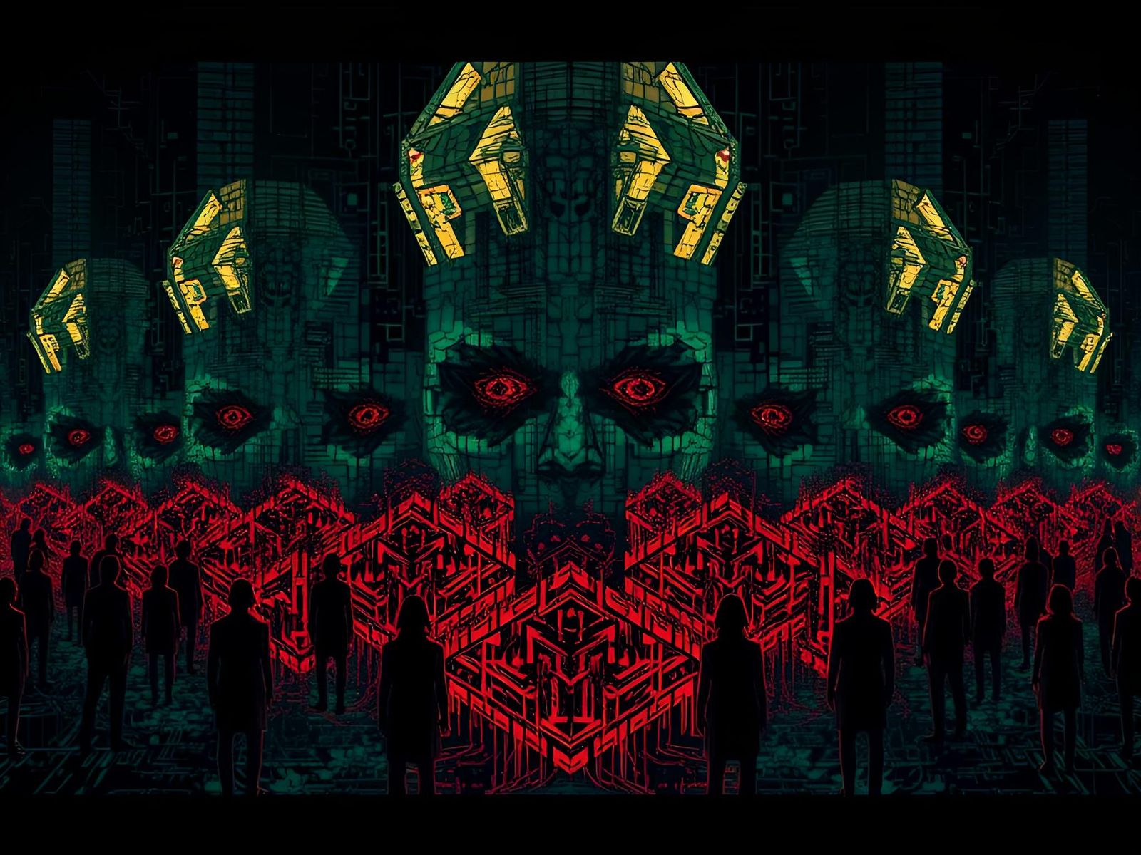 Distorted Figures in Evolving, Chaotic Patterns