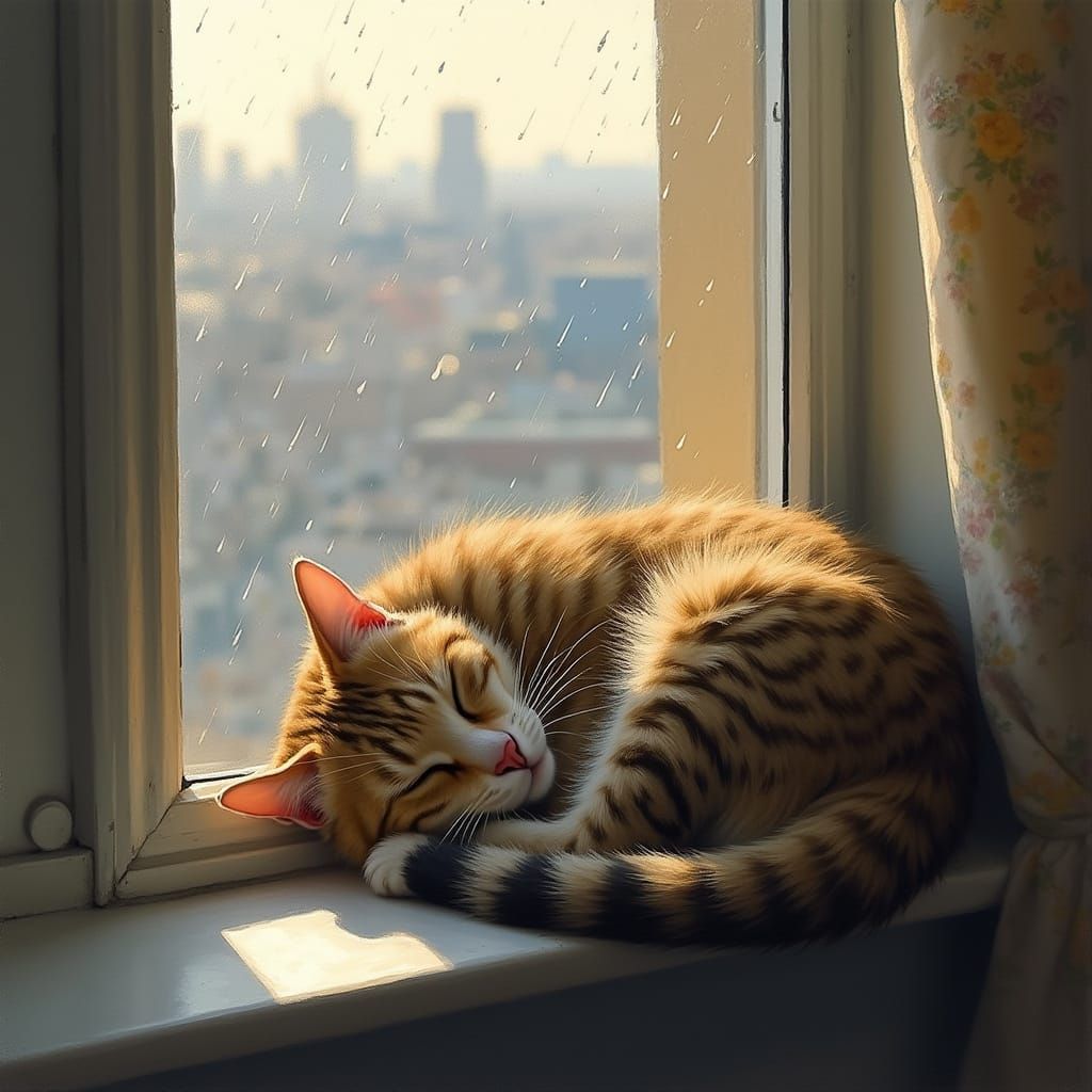 Tabby Cat in Soft Morning Light