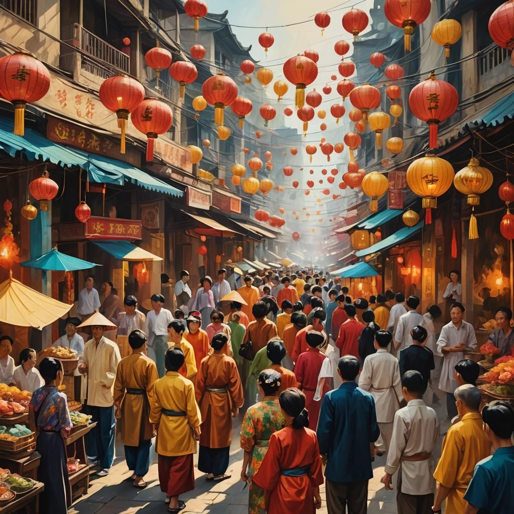 Saigon New Year Celebration in Surrealist Style