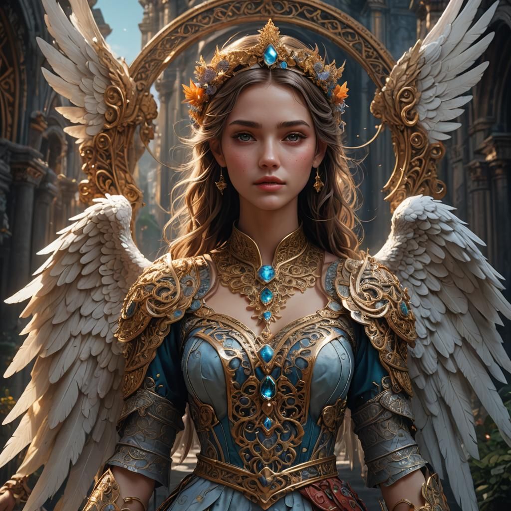 Beautiful Angel Digital Illustration in Ornate Detail