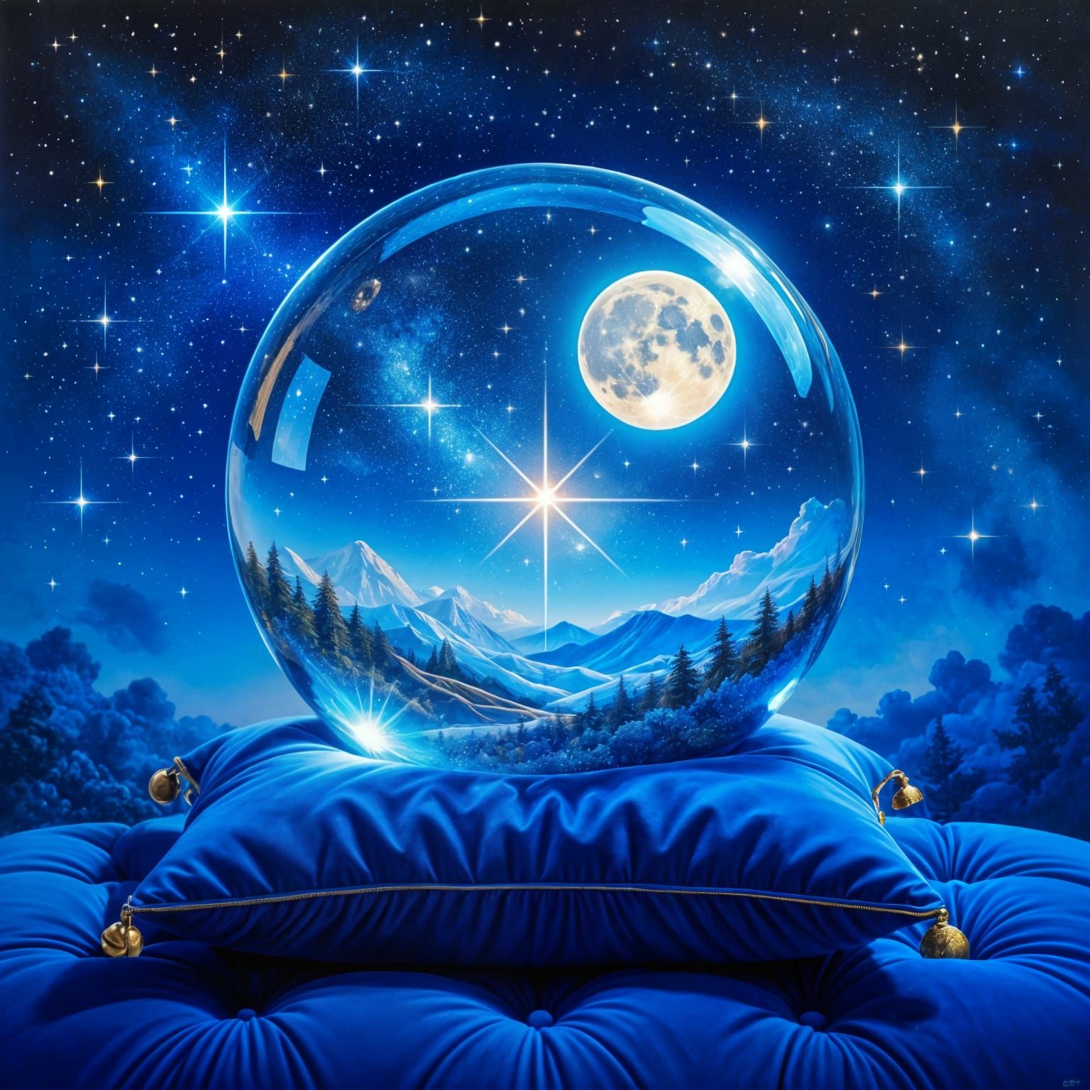Ethereal Starry Night Sky in Glass Sphere