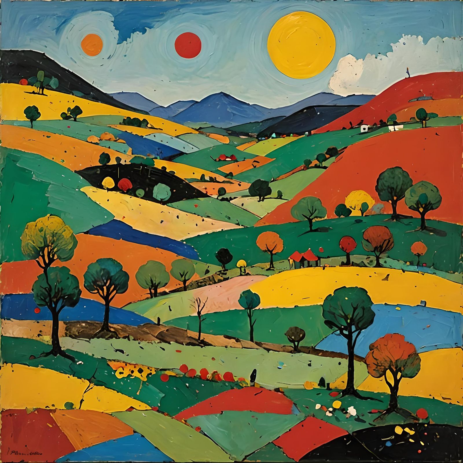 Abstract Oil Painting in Expressionist Style