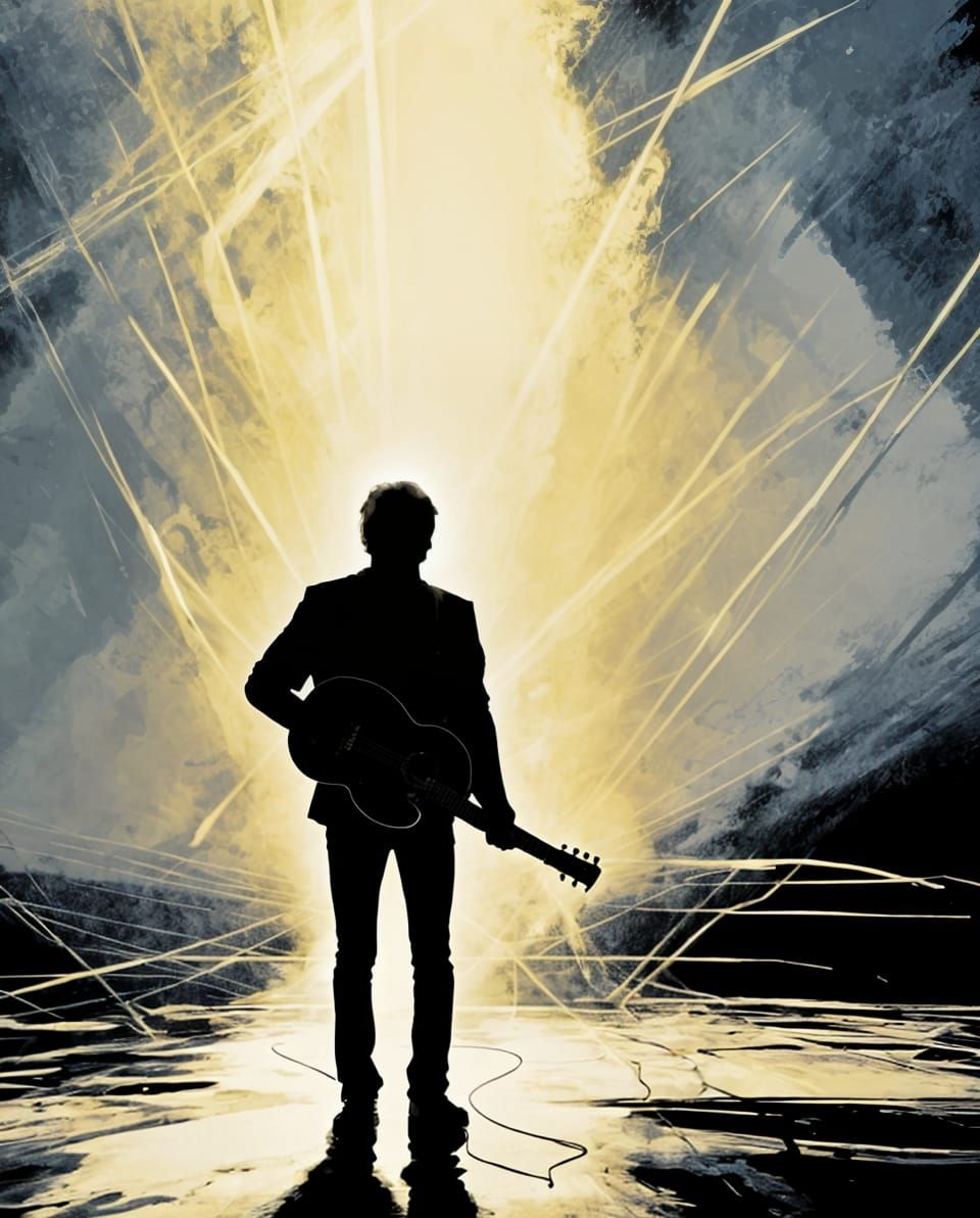 Guitarist Silhouetted Against Blinding Stage Lights
